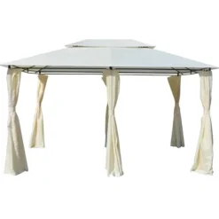 vidaXL Paviljong med draperier 4x3 m vit