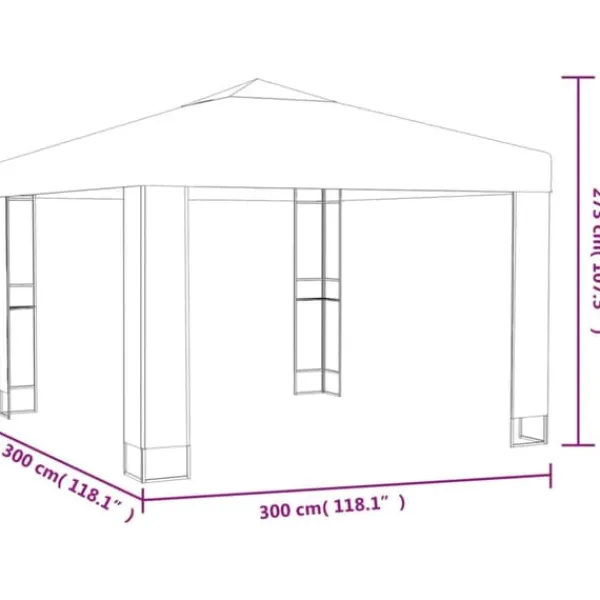 Paviljong med dubbeltak för utomhusaktiviteter | Färg: Vit | Storlek: 3x3 m Tält & Lusthus