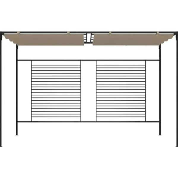 Clearance Paviljong med infällbart tak - Stabil utomhuslösning | Färg: Taupe | Storlek: 3x4x2,3 m Valvbågar, Spaljéer, Bersåer & Pergolor
