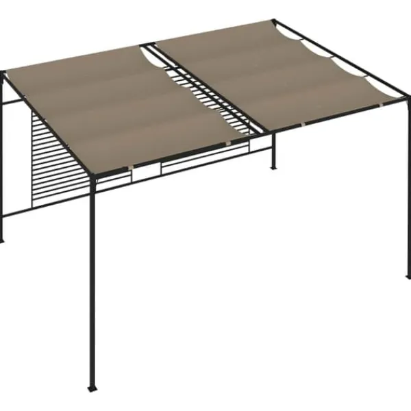 Clearance Paviljong med infällbart tak - Stabil utomhuslösning | Färg: Taupe | Storlek: 3x4x2,3 m Valvbågar, Spaljéer, Bersåer & Pergolor