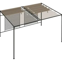 Clearance Paviljong med infällbart tak - Stabil utomhuslösning | Färg: Taupe | Storlek: 3x4x2,3 m Valvbågar, Spaljéer, Bersåer & Pergolor