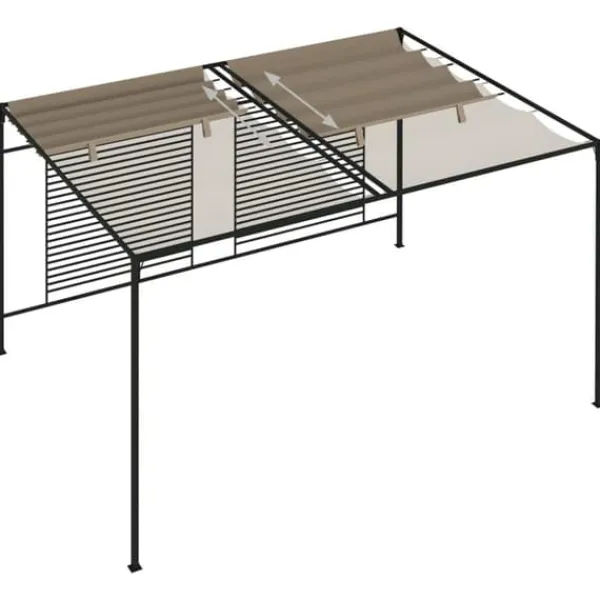 Clearance Paviljong med infällbart tak - Stabil utomhuslösning | Färg: Taupe | Storlek: 3x4x2,3 m Valvbågar, Spaljéer, Bersåer & Pergolor