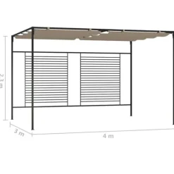 Clearance Paviljong med infällbart tak - Stabil utomhuslösning | Färg: Taupe | Storlek: 3x4x2,3 m Valvbågar, Spaljéer, Bersåer & Pergolor