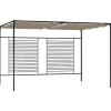 Clearance Paviljong med infällbart tak 3x4x2,3 m taupe 180 g/m² Valvbågar, Spaljéer, Bersåer & Pergolor