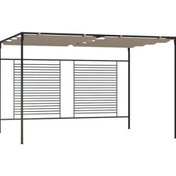 Clearance Paviljong med infällbart tak 3x4x2,3 m taupe 180 g/m² Valvbågar, Spaljéer, Bersåer & Pergolor