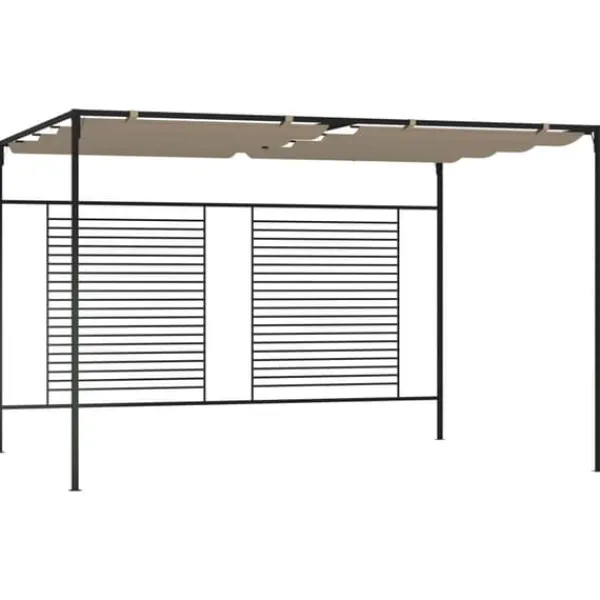 Clearance Paviljong med infällbart tak 3x4x2,3 m taupe 180 g/m² Valvbågar, Spaljéer, Bersåer & Pergolor