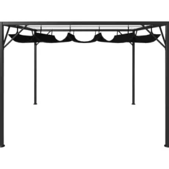Discount Paviljong med infällbart tak 3x3 m - Vattentät och UV-skydd | Färg: Antracit | Storlek: 3x3 m Valvbågar, Spaljéer, Bersåer & Pergolor