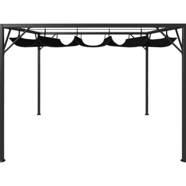 Discount Paviljong med infällbart tak 3x3 m - Vattentät och UV-skydd | Färg: Antracit | Storlek: 3x3 m Valvbågar, Spaljéer, Bersåer & Pergolor