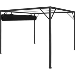 Discount Paviljong med infällbart tak 3x3 m - Vattentät och UV-skydd | Färg: Antracit | Storlek: 3x3 m Valvbågar, Spaljéer, Bersåer & Pergolor