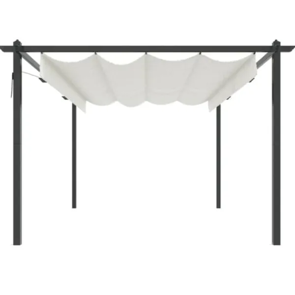 Outlet Paviljong med infällbart tak 4x3 m gräddvit - Paviljong - Paviljonger - Home & Living Valvbågar, Spaljéer, Bersåer & Pergolor