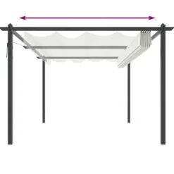 Outlet Paviljong med infällbart tak 4x3 m gräddvit - Paviljong - Paviljonger - Home & Living Valvbågar, Spaljéer, Bersåer & Pergolor