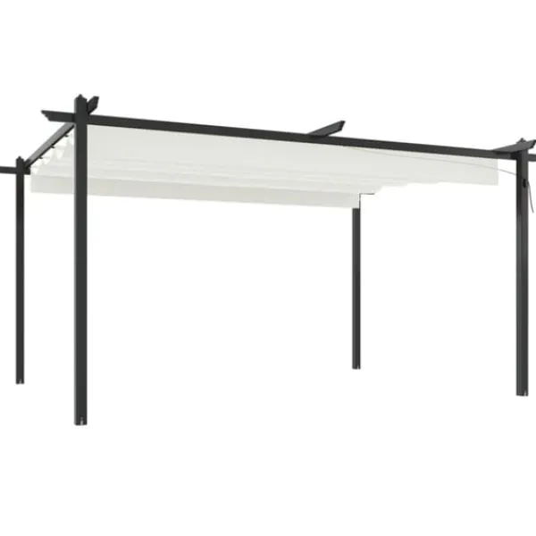 Outlet Paviljong med infällbart tak 4x3 m gräddvit Valvbågar, Spaljéer, Bersåer & Pergolor