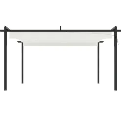 Outlet Paviljong med infällbart tak 4x3 m gräddvit Valvbågar, Spaljéer, Bersåer & Pergolor