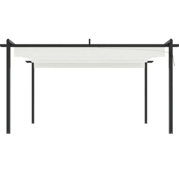 Outlet Paviljong med infällbart tak 4x3 m gräddvit Valvbågar, Spaljéer, Bersåer & Pergolor