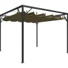 Paviljong med infällbart tak 3x3 m - Vattentålig och UV-skyddande | Färg: Taupe | Storlek: 3x3 m