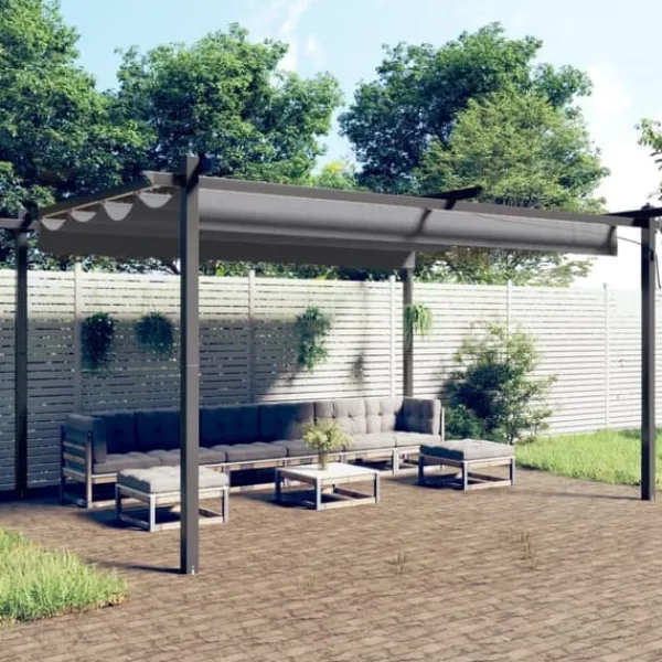 Paviljong med infällbart tak 4x3 m antracit - Paviljong - Paviljonger - Home & Living