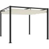 Clearance Paviljong med infällbart tak gräddvit 3x3 m stål Valvbågar, Spaljéer, Bersåer & Pergolor