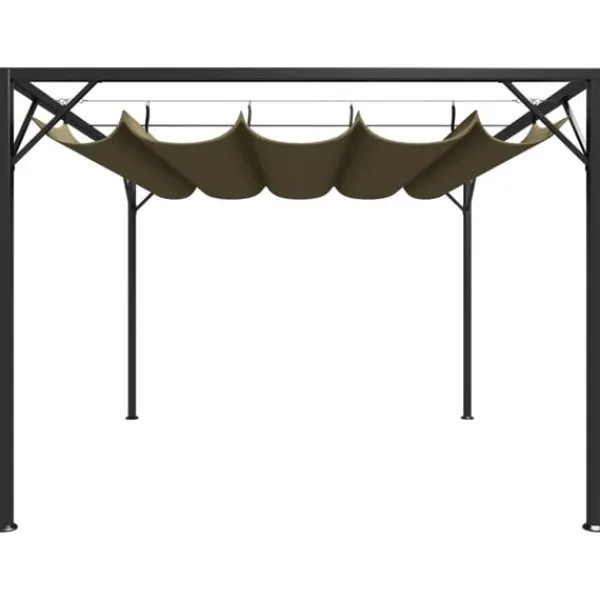 vidaXL Paviljong med infällbart tak 3x3 m taupe 180 g/m²