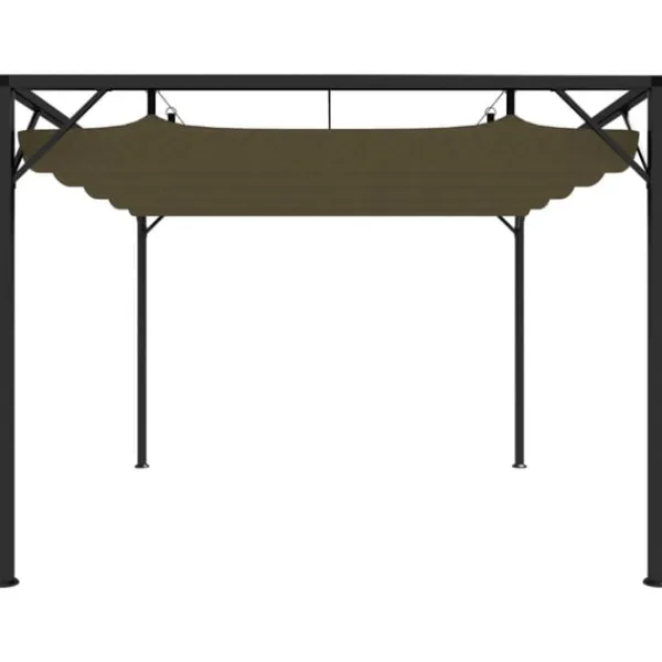 vidaXL Paviljong med infällbart tak 3x3 m taupe 180 g/m²