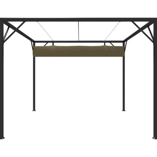 vidaXL Paviljong med infällbart tak 3x3 m taupe 180 g/m²