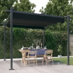 vidaXL Paviljong med infällbart tak 3x3 m antracit