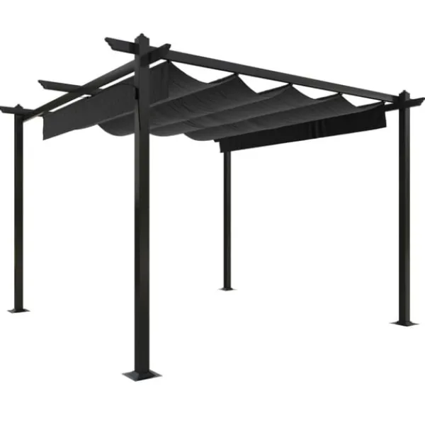 vidaXL Paviljong med infällbart tak 3x3 m antracit