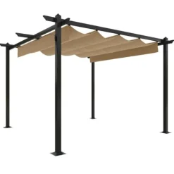 vidaXL Paviljong med infällbart tak 3x3 m taupe