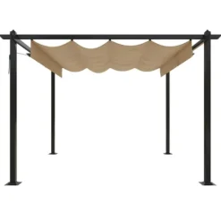 vidaXL Paviljong med infällbart tak 3x3 m taupe