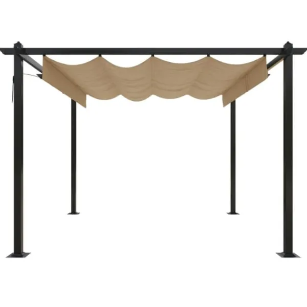 vidaXL Paviljong med infällbart tak 3x3 m taupe