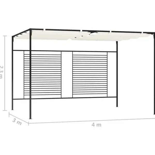 New Paviljong med infällbart tak 3x4 m - Stabil utomhusstruktur | Färg: Gräddvit | Storlek: 3x4x2,3 m Valvbågar, Spaljéer, Bersåer & Pergolor