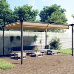 Sale Paviljong med infällbart tak 4x3 m - Skydd och skugga för uteplatsen | Färg: Taupe | Storlek: 4x3 m Valvbågar, Spaljéer, Bersåer & Pergolor