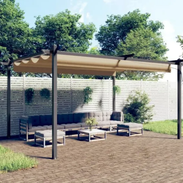 Sale Paviljong med infällbart tak 4x3 m - Skydd och skugga för uteplatsen | Färg: Taupe | Storlek: 4x3 m Valvbågar, Spaljéer, Bersåer & Pergolor