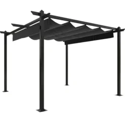 Paviljong med infällbart tak 3x3 m - Uteplatslösning | Färg: Antracit | Storlek: 3x3 m