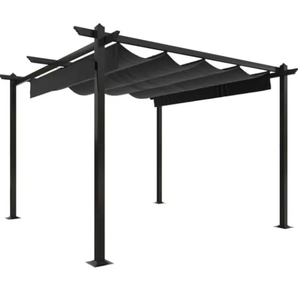Paviljong med infällbart tak 3x3 m - Uteplatslösning | Färg: Antracit | Storlek: 3x3 m