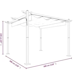Paviljong med infällbart tak 3x3 m - Uteplatslösning | Färg: Antracit | Storlek: 3x3 m