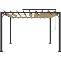 Paviljong med justerbart lamelltak - Uteplatspaviljong | Färg: Taupe | Storlek: 3x3 m