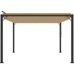 Paviljong med justerbart lamelltak - Uteplatspaviljong | Färg: Taupe | Storlek: 3x3 m