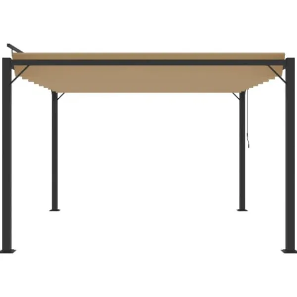 Paviljong med justerbart lamelltak - Uteplatspaviljong | Färg: Taupe | Storlek: 3x3 m