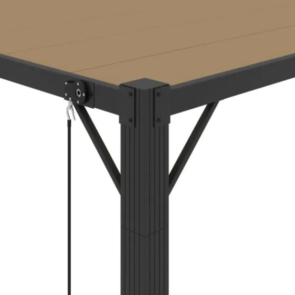 Paviljong med justerbart lamelltak - Uteplatspaviljong | Färg: Taupe | Storlek: 3x3 m