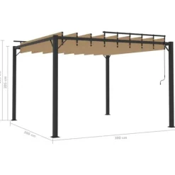 Paviljong med justerbart lamelltak - Uteplatspaviljong | Färg: Taupe | Storlek: 3x3 m