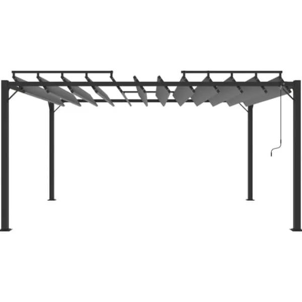 Sale Paviljong med lamelltak 3x4 m antracit tyg och aluminium - Paviljong - Paviljonger - Home & Living Valvbågar, Spaljéer, Bersåer & Pergolor