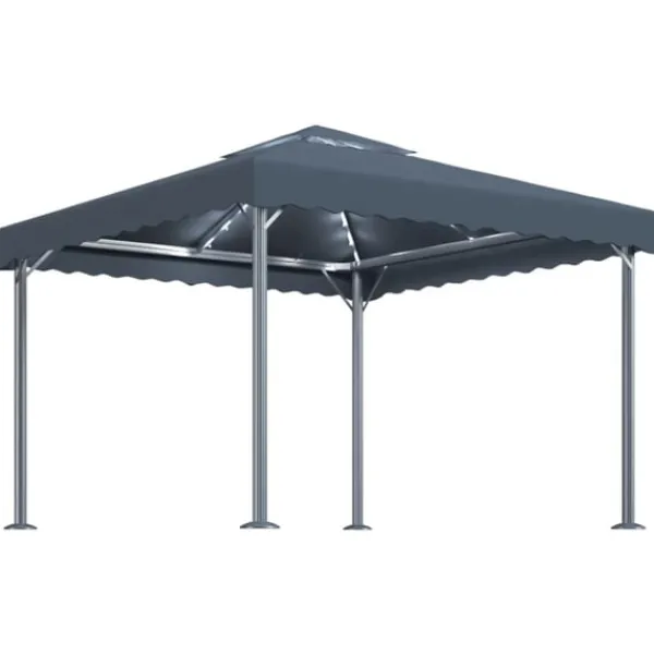 Paviljong med ljusslinga LED 300x300 cm antracit aluminium Tält & Lusthus