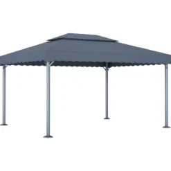 Online Paviljong med ljusslinga LED 400x300 cm antracit aluminium Tält & Lusthus