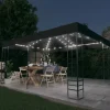 vidaXL Paviljong med ljusslinga LED 3x4 m antracit