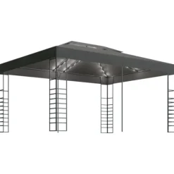 vidaXL Paviljong med ljusslinga LED 3x4 m antracit