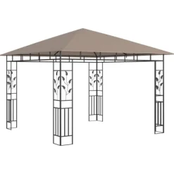 Clearance Paviljong med myggnät 3x3x2,73 m taupe 180 g/m² Tält & Lusthus