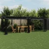 Clearance Paviljong med nätväggar - Rostbeständig Stålram | Färg: Antracit | Storlek: 6x3 m Valvbågar, Spaljéer, Bersåer & Pergolor