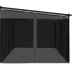 Clearance Paviljong med nätväggar - Rostbeständig Stålram | Färg: Antracit | Storlek: 6x3 m Valvbågar, Spaljéer, Bersåer & Pergolor