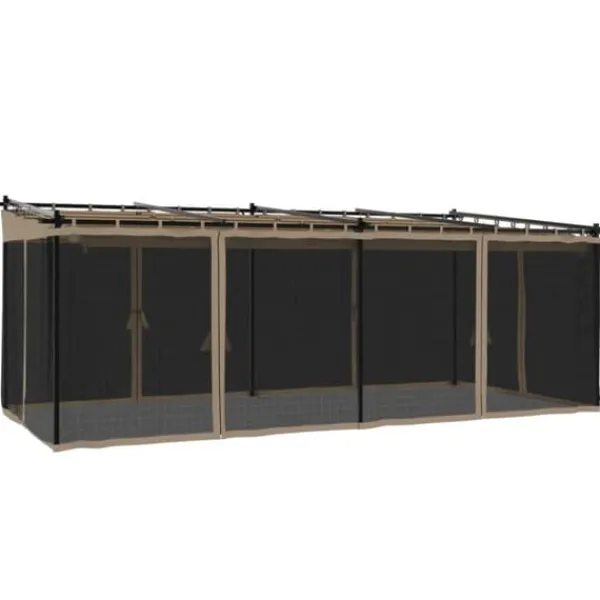 vidaXL Paviljong med nätväggar taupe 6x3 m stål