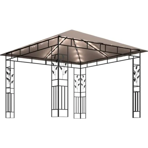New Paviljong myggnät och ljusslinga LED 3x3x2,73 m taupe 180 g/m² - Paviljong - Paviljonger - Home & Living Tält & Lusthus